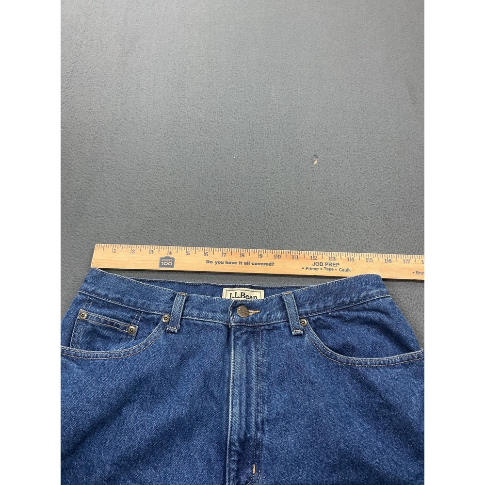 L.L.Bean Jeans Womens 14 REG Blue High Rise Flannel Lined Relaxed Straight Denim - Picture 6 of 11